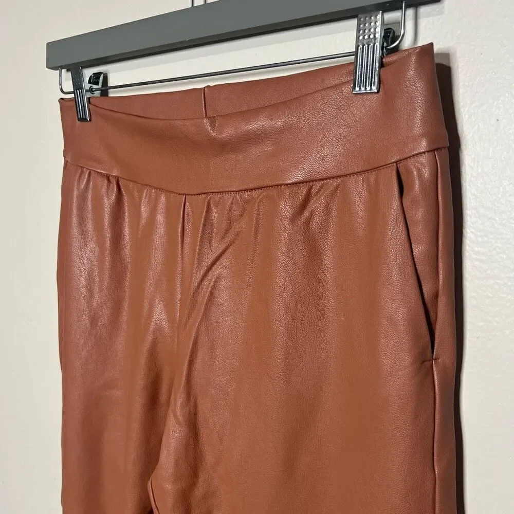 Commando Pink Faux Leather Jogger Pants Pockets Sz Medium